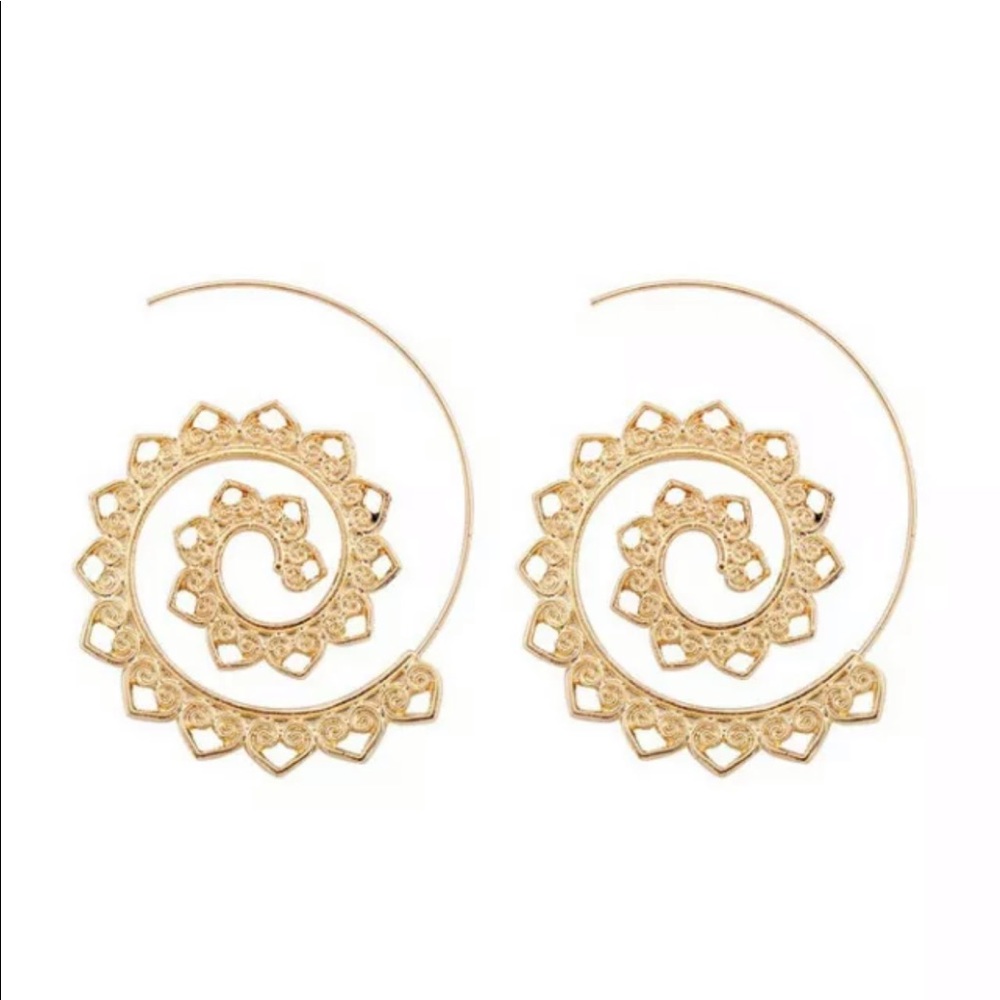 New 18K Gold Plated Round Hoop Bohemian Earrings - Picture 2 of 4